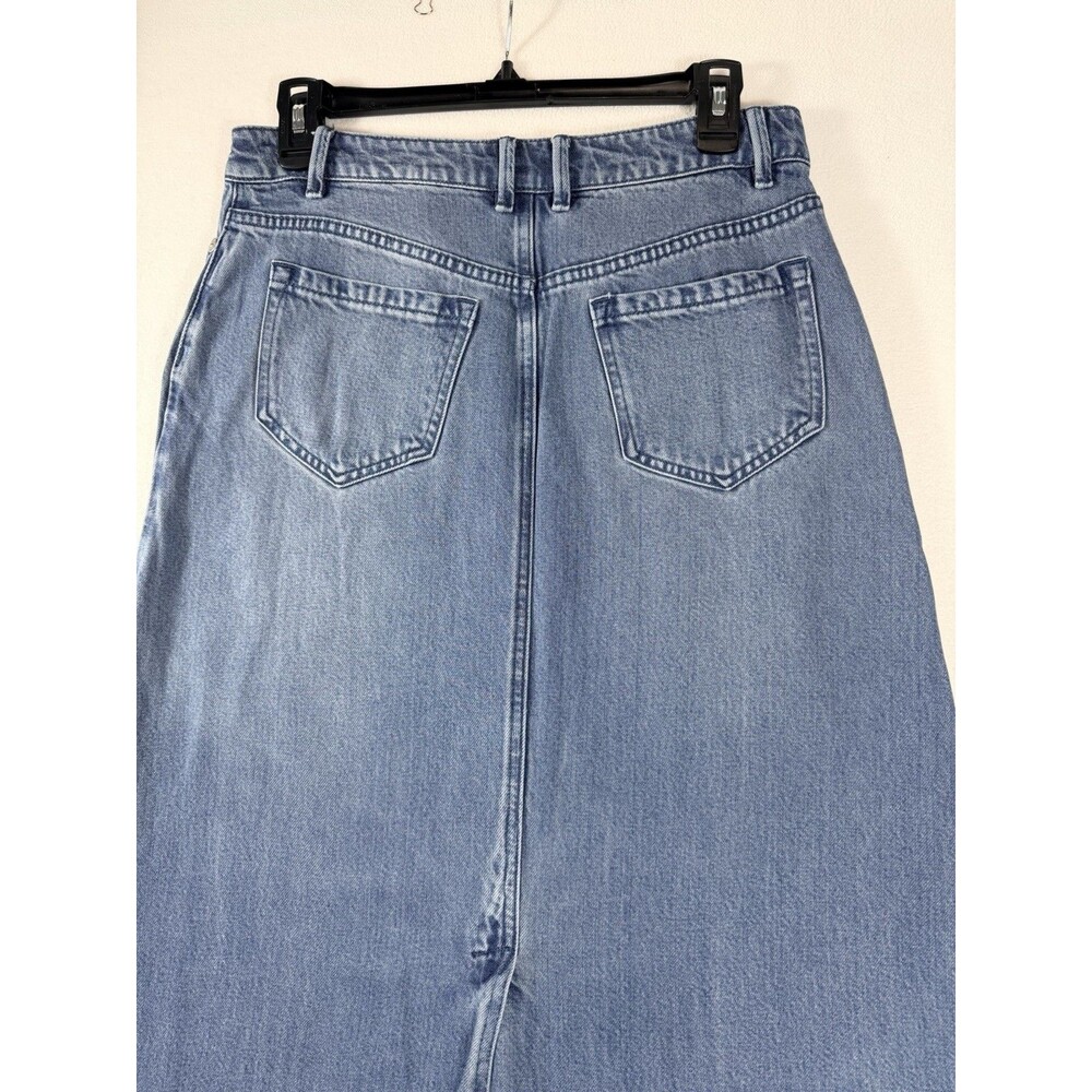 J.Jill Denim Skirt Women’s 4P Blue A-Line Midi Stretch Cotton Back Slit - Picture 10 of 11